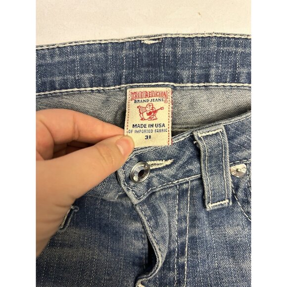 True Religion Disco Billy Big T Jeans Size 31x29 Blue Denim Low Rise Rhinestone - Picture 3 of 11